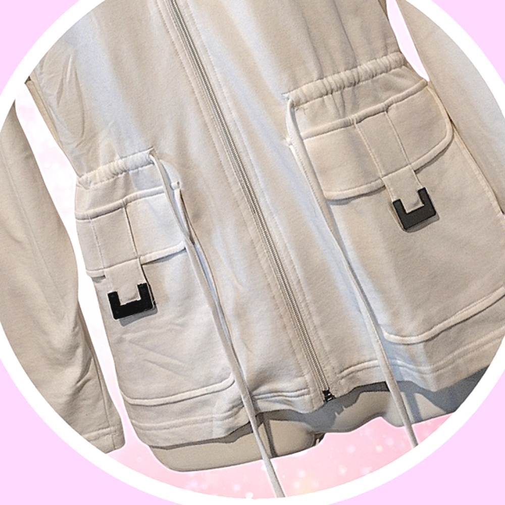 Sz XL Jacket with 2 Silver Tone Metal Accent Functional Front Pockets - Picture 7 of 16